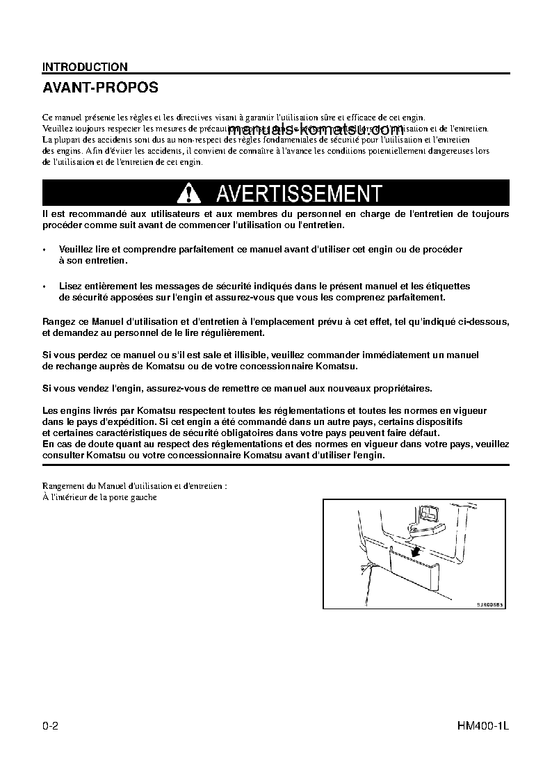 Protected: HM400-1(USA)-L S/N A10001-UP Operation manual (French)