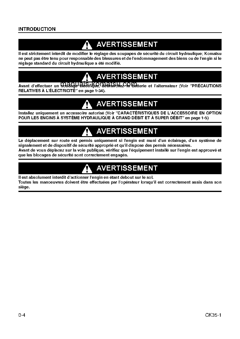 Protected: CK35-1(USA) S/N A40001-UP Operation manual (French)