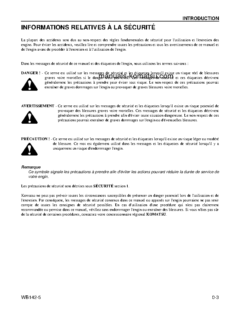 Protected: WB142-5(USA) S/N A13001-UP Operation manual (French)