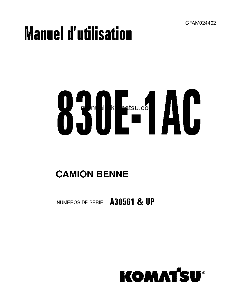 830E-1(USA)-AC S/N A30561-UP Operation manual (French)