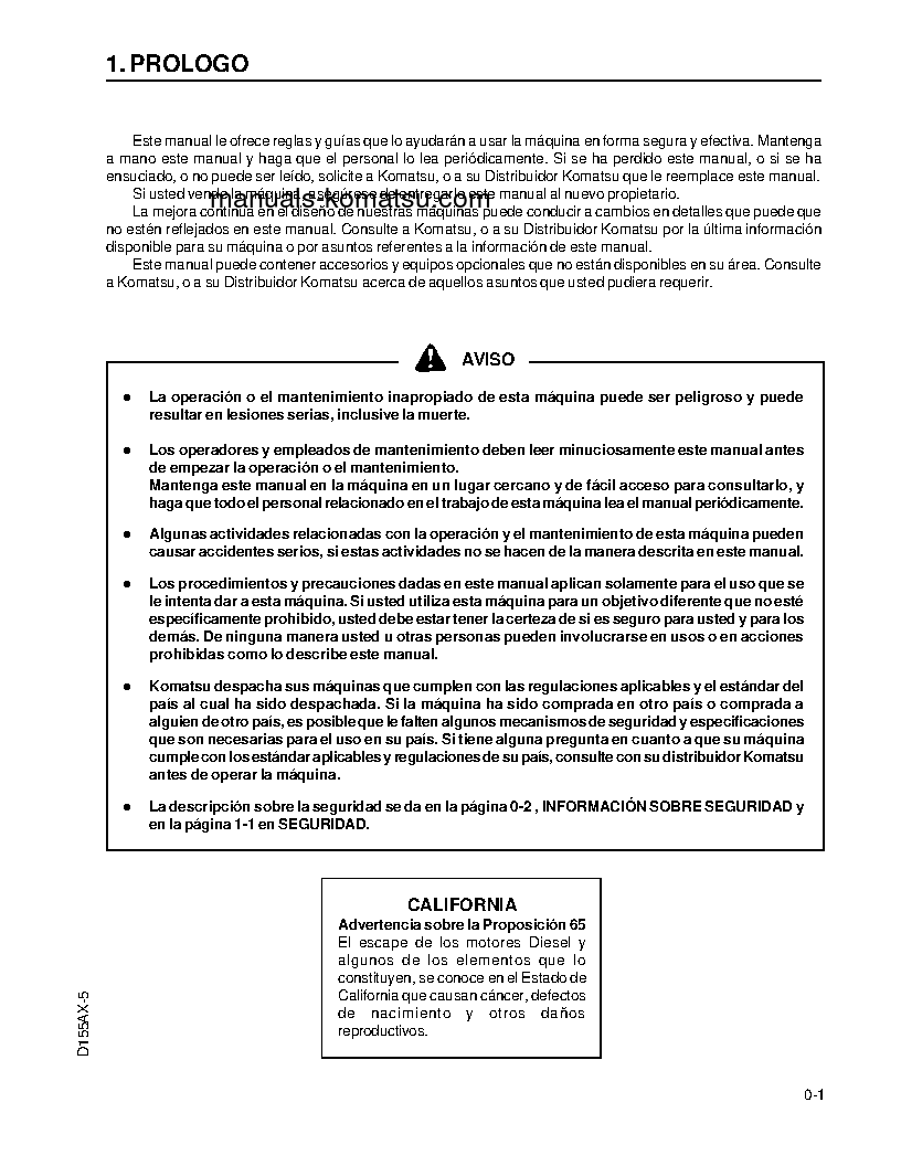 Protected: D155AX-5(JPN) S/N 70001-75000 Operation manual (Spanish)