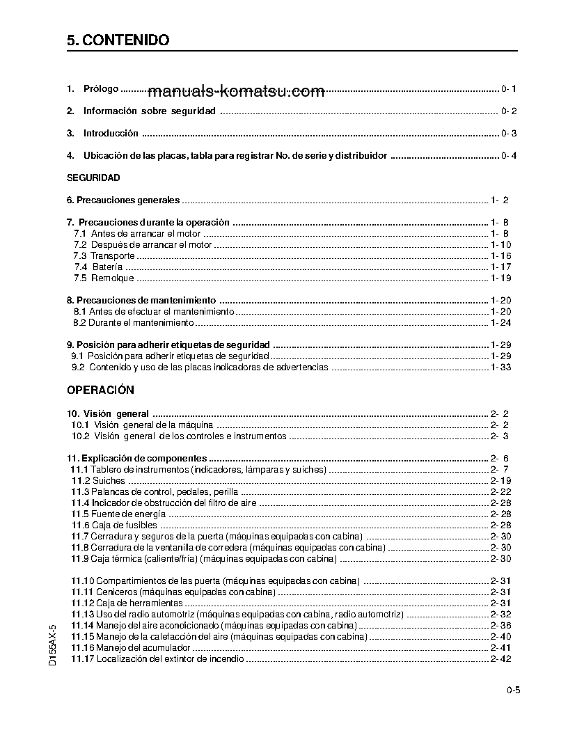Protected: D155AX-5(JPN) S/N 70001-75000 Operation manual (Spanish)