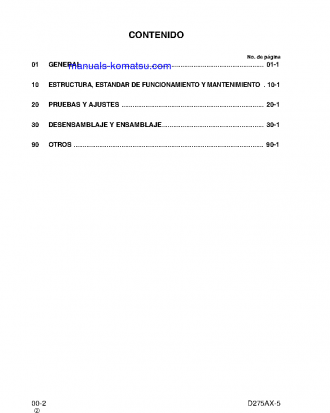 D275AX-5(JPN) S/N 20001-UP Shop (repair) manual (Spanish)