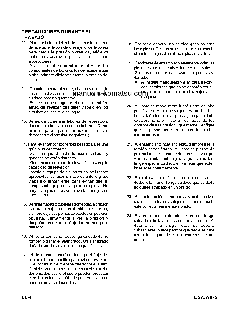 Protected: D275AX-5(JPN) S/N 20001-UP Shop (repair) manual (Spanish)