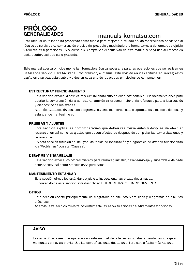 Protected: D375A-5(JPN)-VHMS S/N 18052-UP Shop (repair) manual (Spanish)