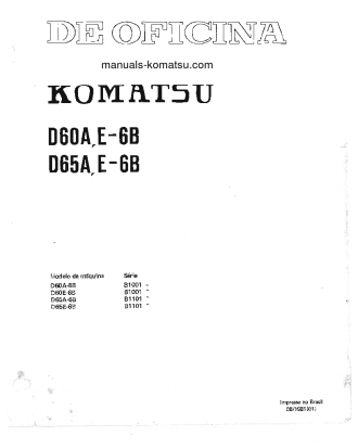 D60A-6(JPN) S/N B1001-UP Shop (repair) manual (Portuguese)