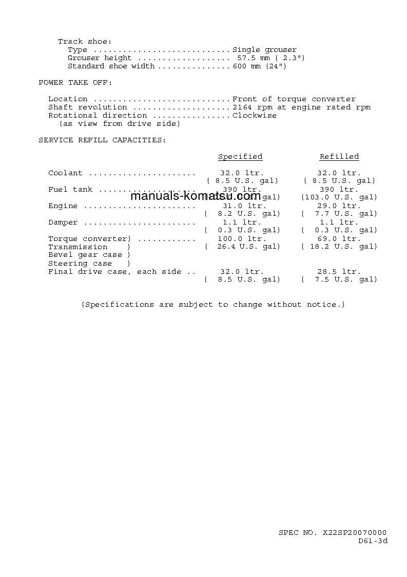 Protected: D61PX-15(BRA)-E0 S/N B45001-UP Specification (English)