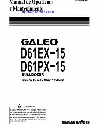 D61EX-15(BRA) S/N B40001-UP Operation manual (Spanish)