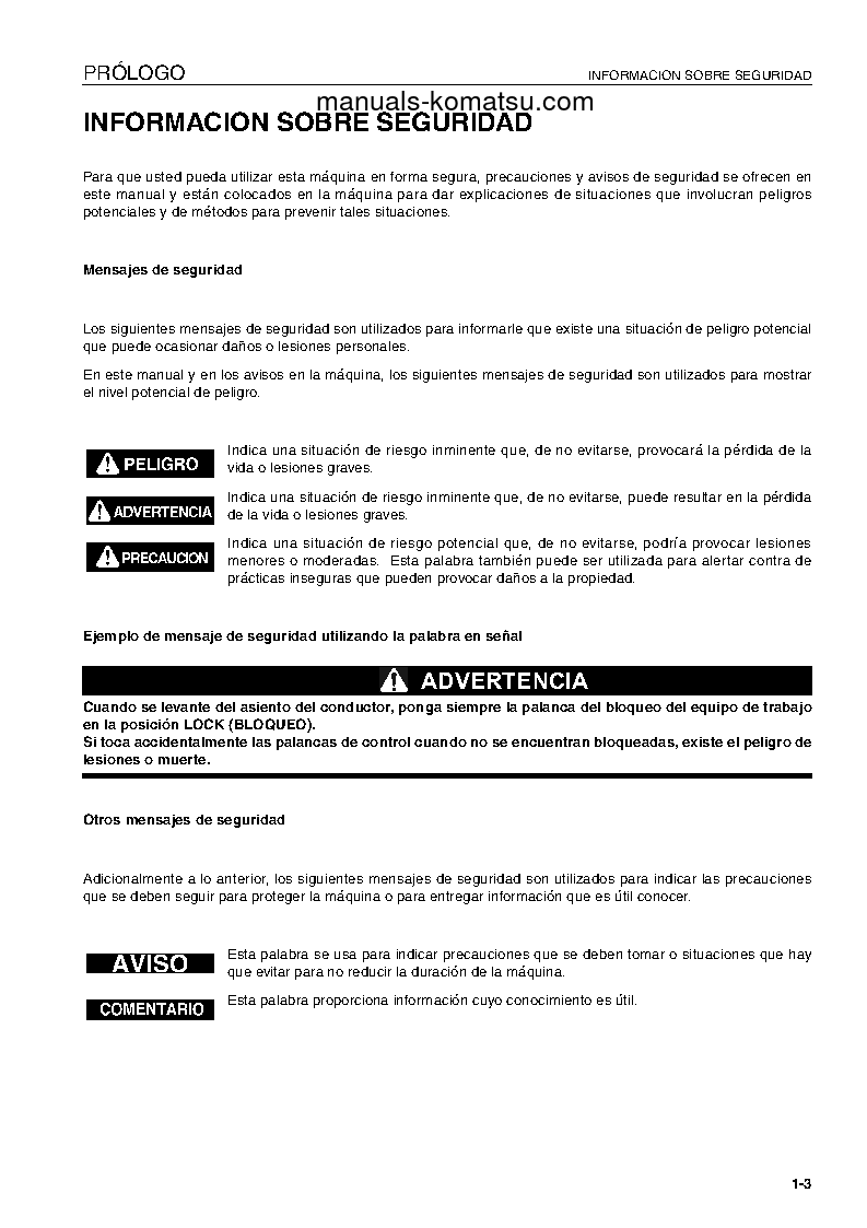 Protected: D61EX-15(BRA) S/N B40001-UP Operation manual (Spanish)