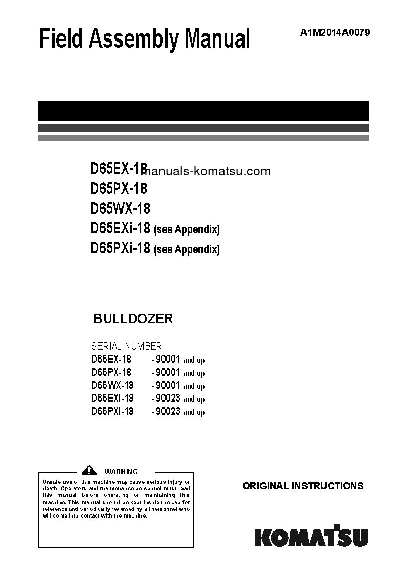 D65WX-18(JPN) S/N 90001-UP Field assembly manual (English)