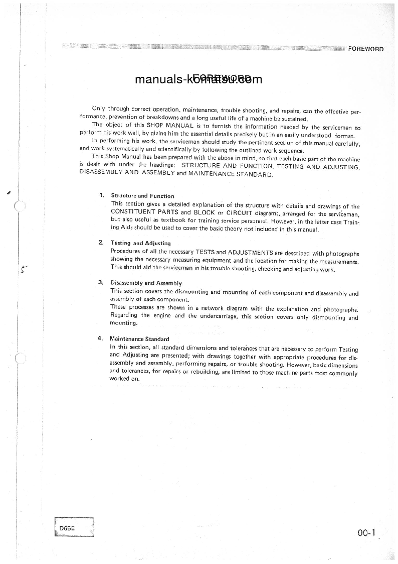 Protected: D65E-6(JPN) Shop (repair) manual (English)