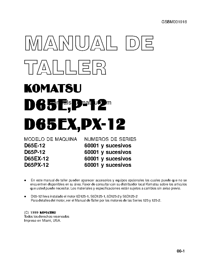 D65P-12(JPN) S/N 60001-60390 Shop (repair) manual (Spanish)