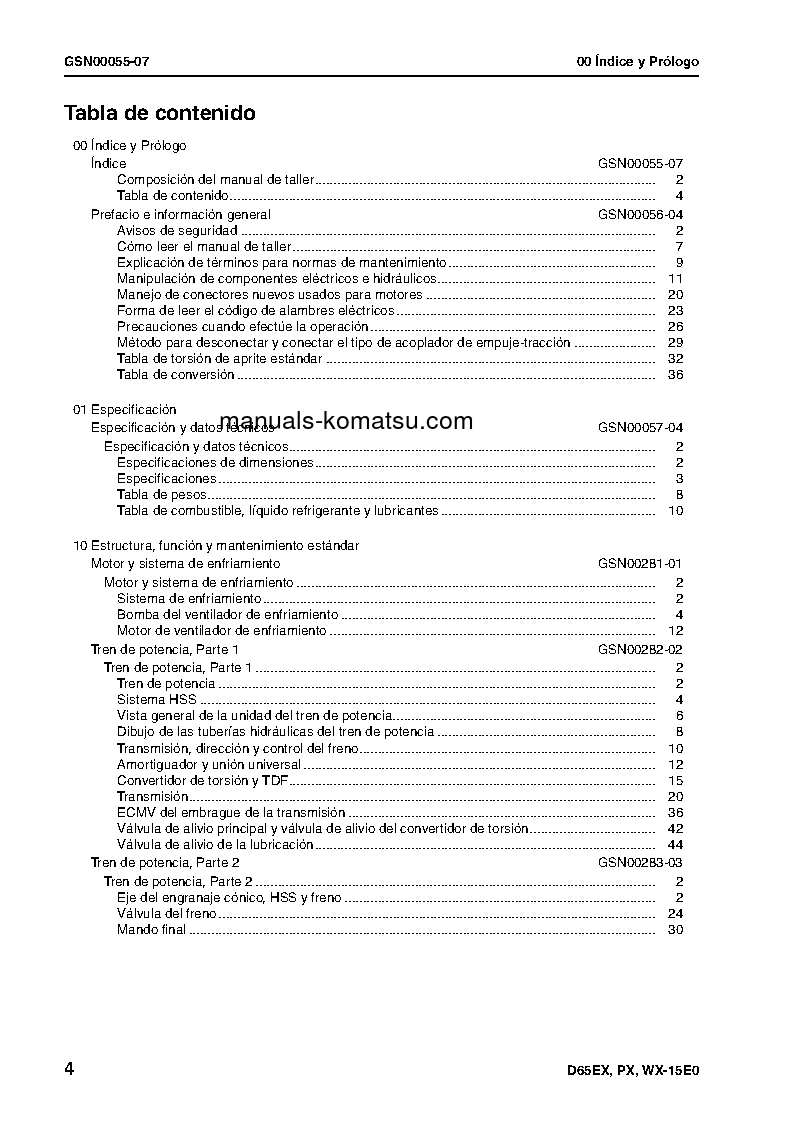 Protected: D65WX-15(JPN)-E0, POWER ANGLE TILT S/N 69001-UP Shop (repair) manual (Spanish)