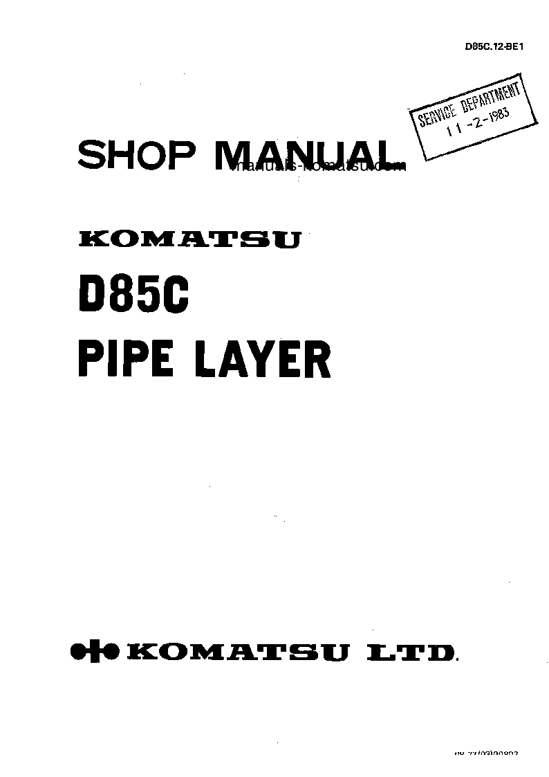 D85C-12(JPN) S/N --- Shop (repair) manual (English)