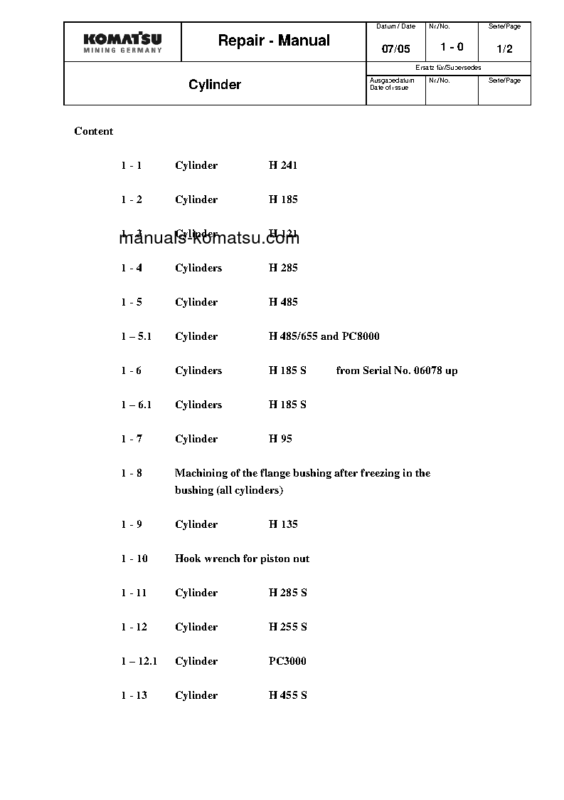Protected: HYDRAULIC S(DEU)-OVELS S/N ALL Shop (repair) manual (English)