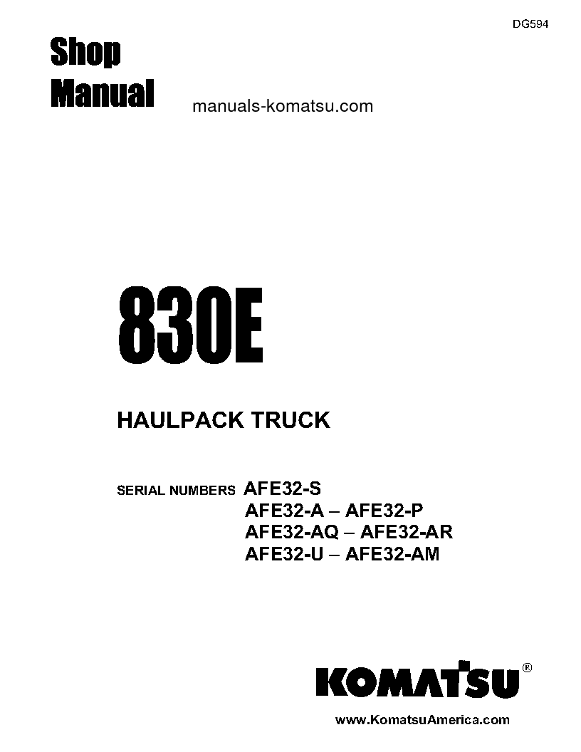 830E(USA) S/N AFE32-AQ-AFE32-AR Shop (repair) manual (English)