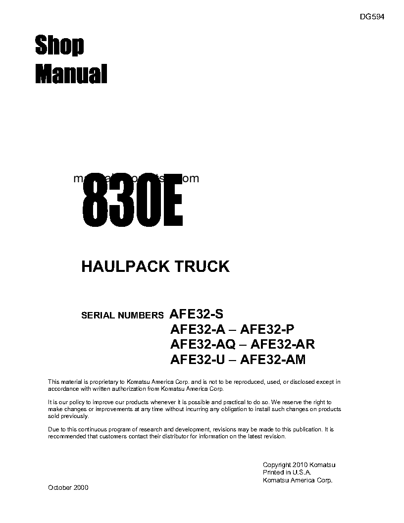 Protected: 830E(USA) S/N AFE32-AQ-AFE32-AR Shop (repair) manual (English)