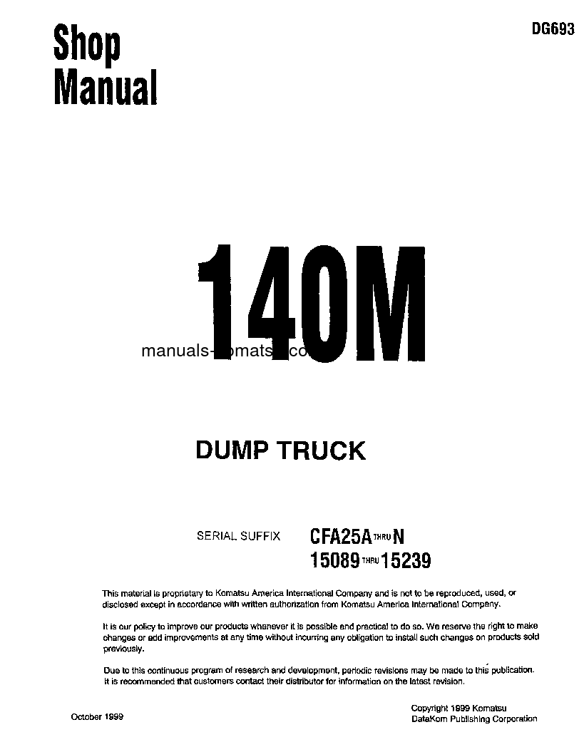 140M(USA) S/N 15089-15239 Shop (repair) manual (English)