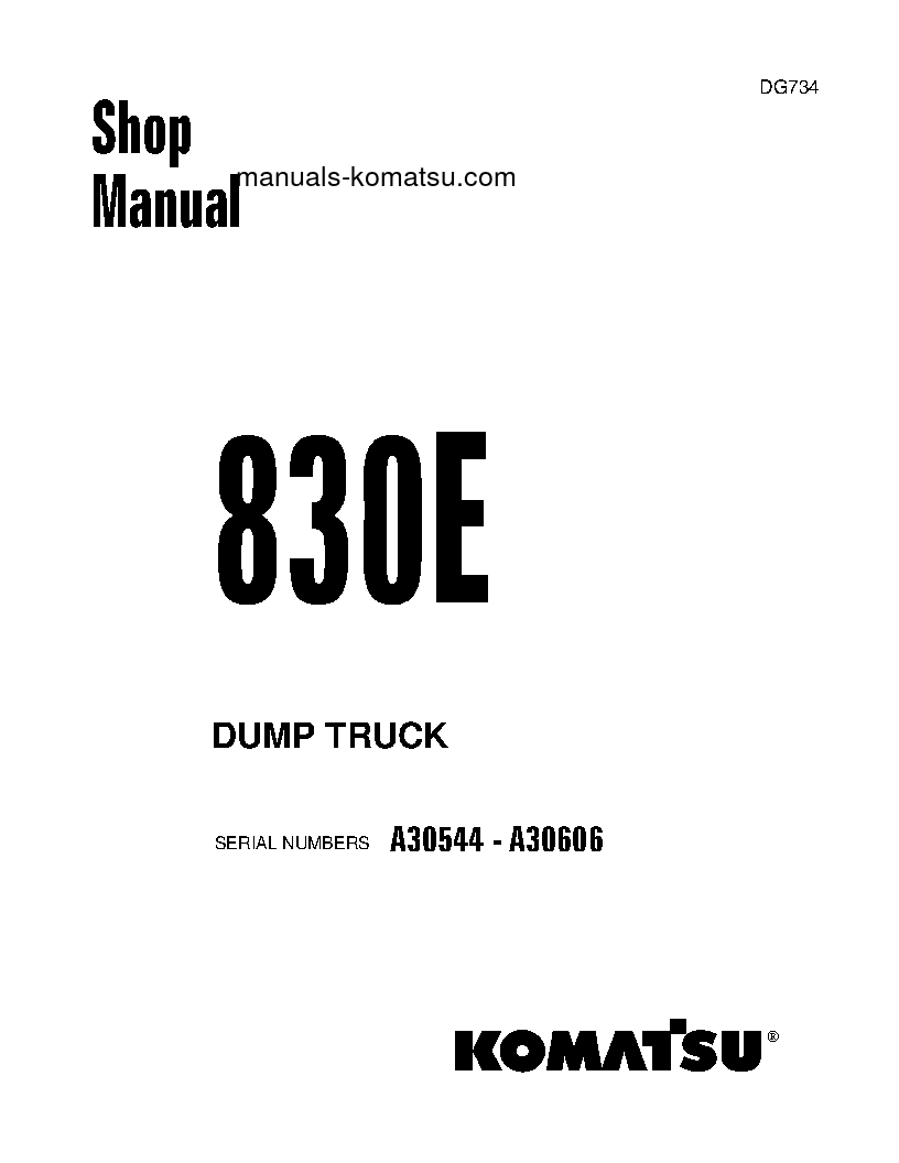830E(USA) S/N A30544-A30606 Shop (repair) manual (English)