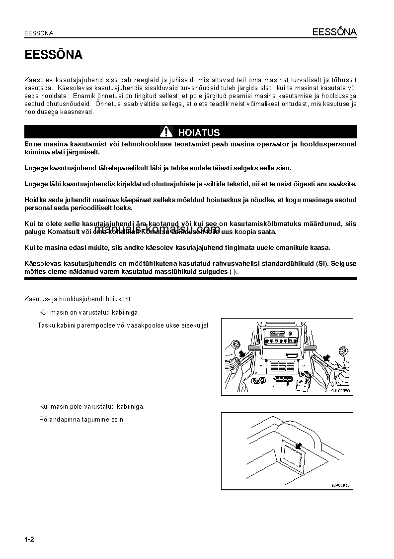 Protected: D61PX-15(BRA)-E0 S/N B46205-UP Operation manual (Estonian)