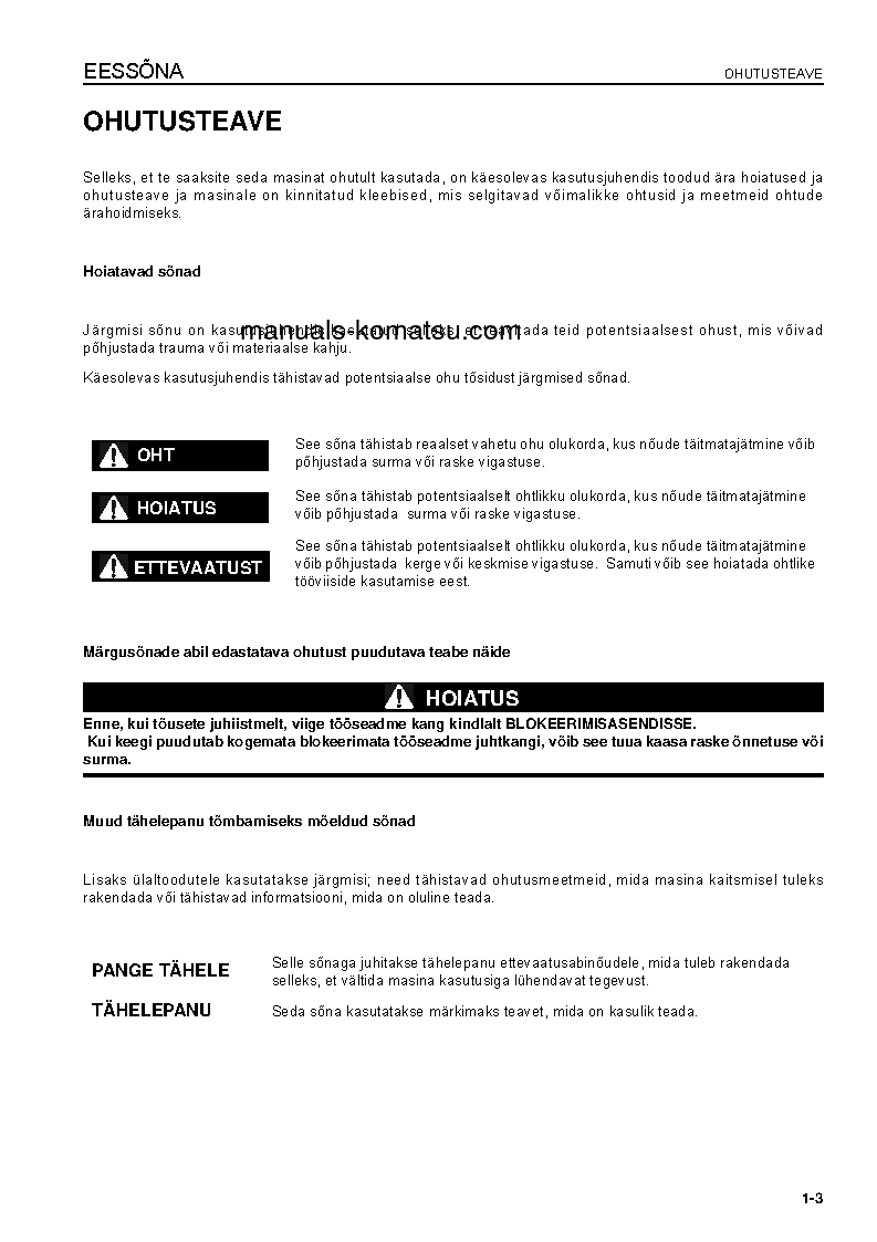 Protected: D61PX-15(BRA)-E0 S/N B46205-UP Operation manual (Estonian)