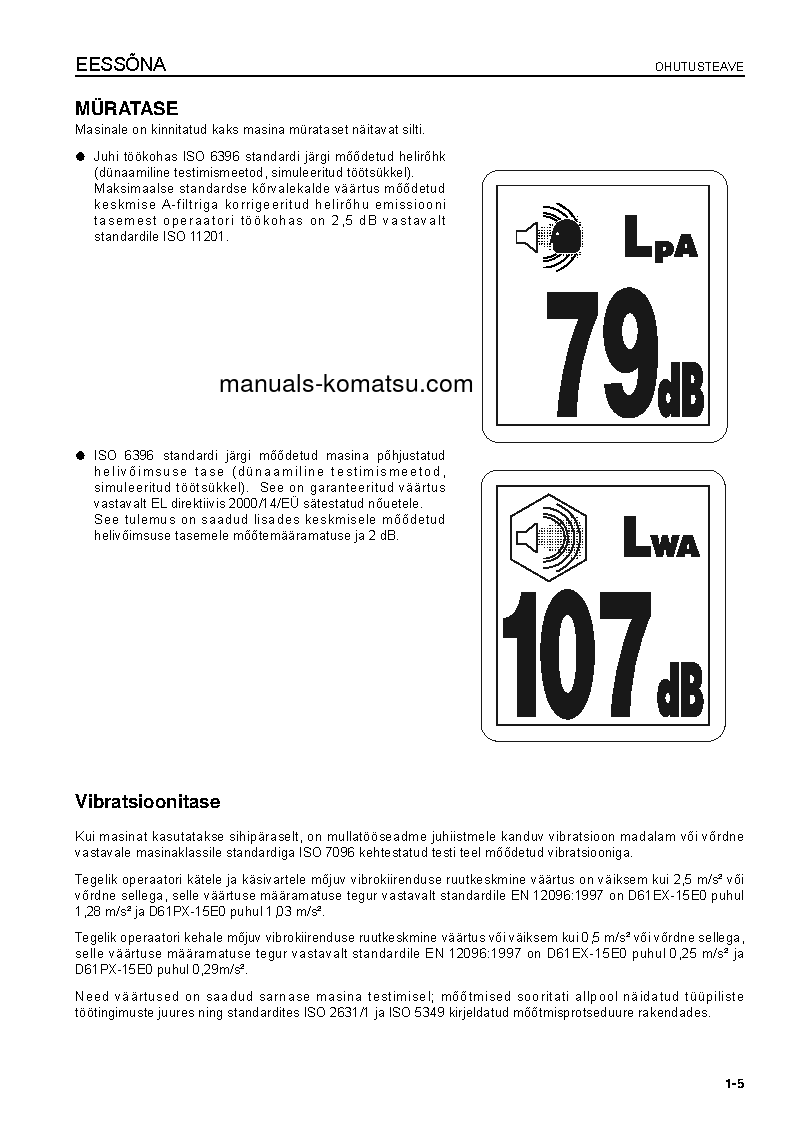 Protected: D61PX-15(BRA)-E0 S/N B46205-UP Operation manual (Estonian)