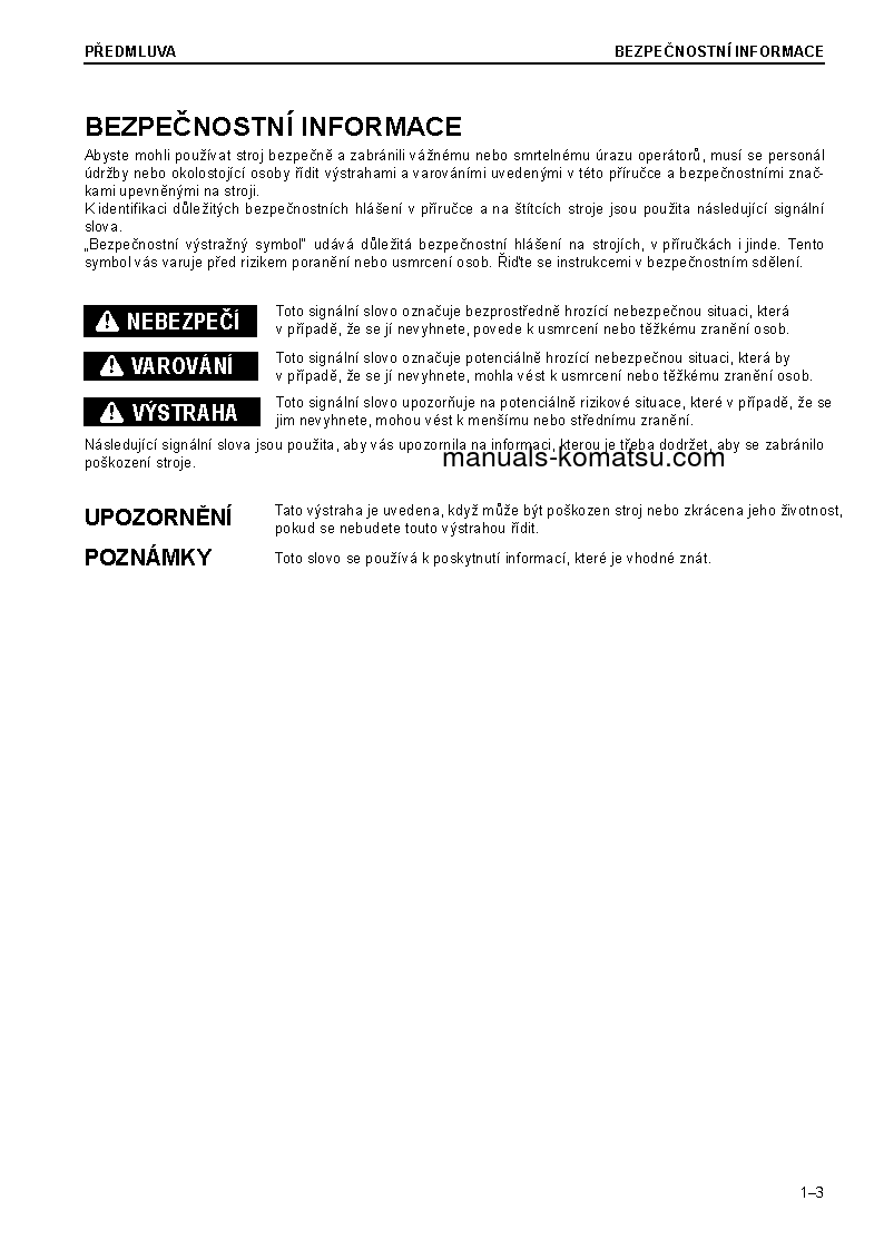 Protected: D61EXI-23(JPN) S/N 30324-UP Operation manual (Czech)