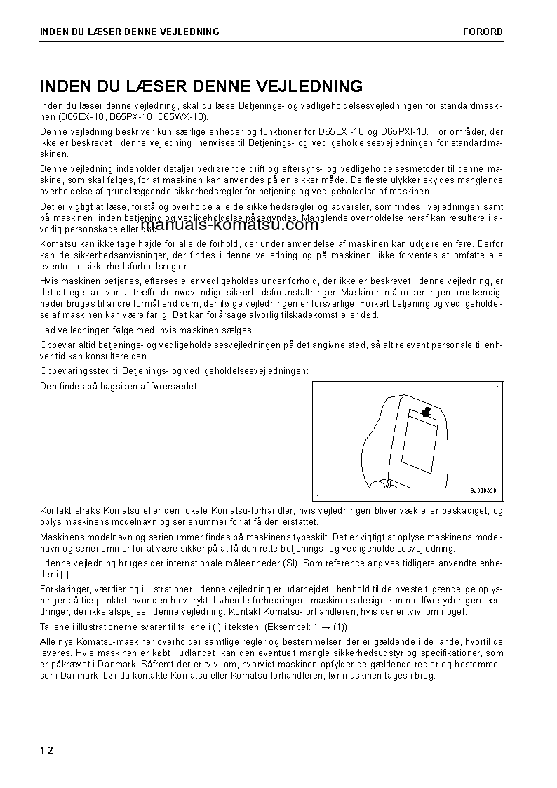 Protected: D65EXI-18(JPN) S/N 90023-UP Operation manual (Danish)
