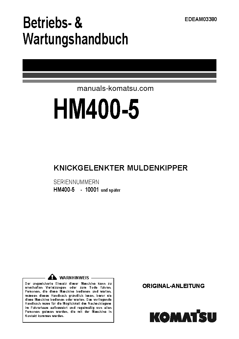 HM400-5(JPN) S/N 10001-UP Operation manual (German)