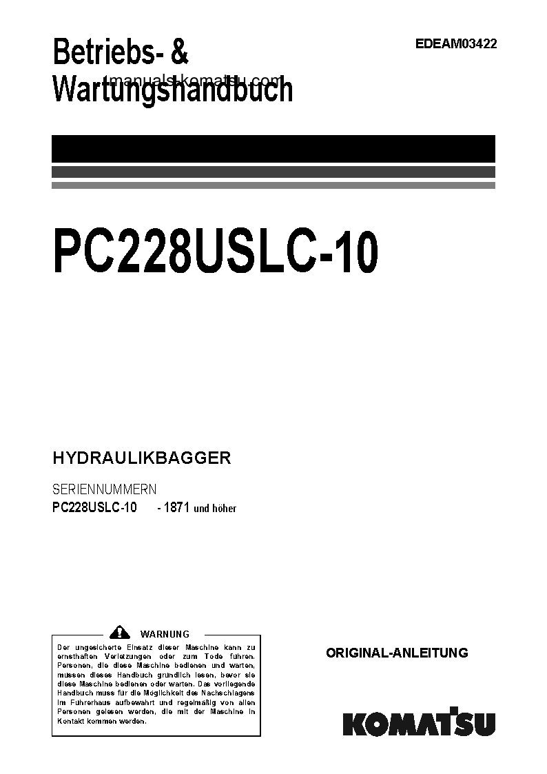 PC228USLC-10(JPN) S/N 1871-UP Operation manual (German)