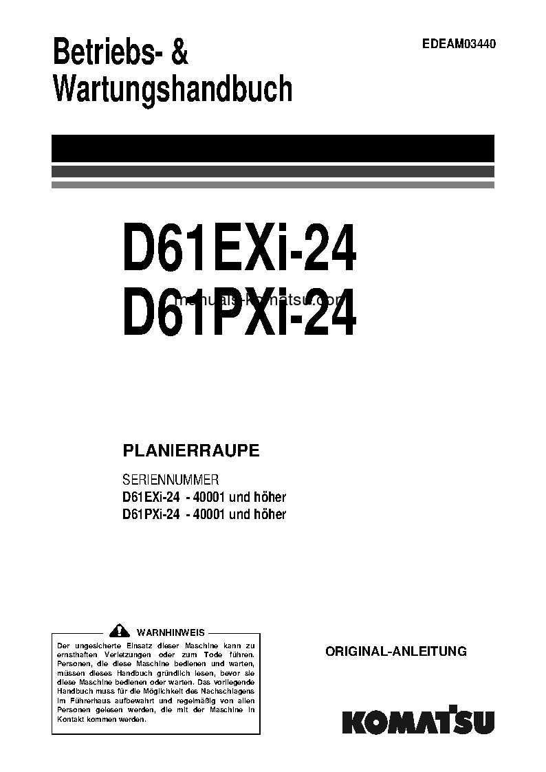 D61EXI-24(JPN) S/N 40001-UP Operation manual (German)