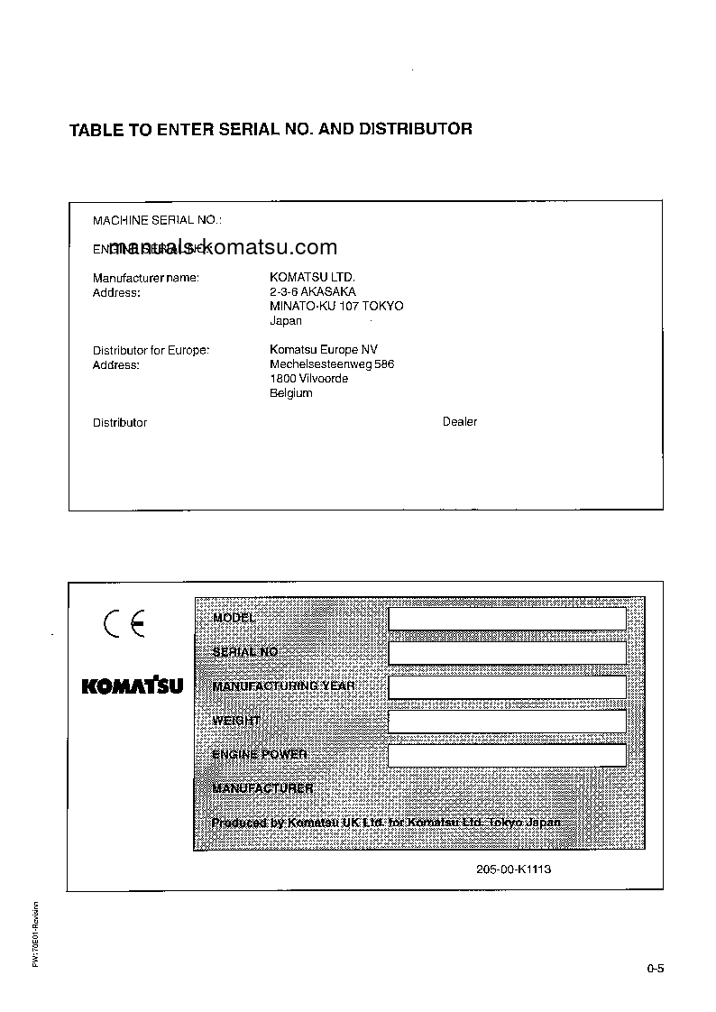 Protected: PW170-5(GBR)-K S/N K20314-UP Operation manual (English)