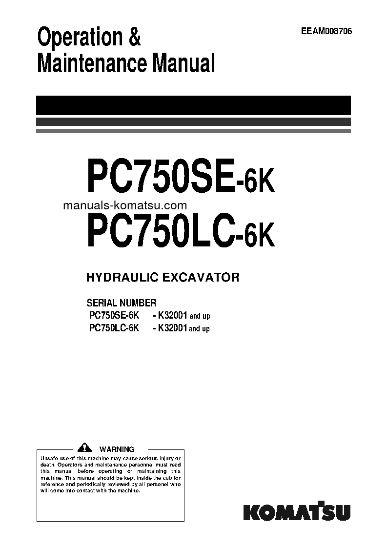 PC750SE-6(GBR)-K S/N K32001-K32029 Operation manual (English)