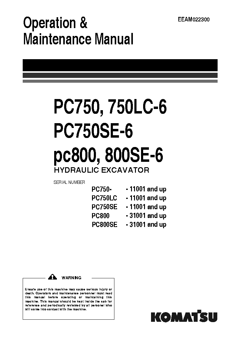 PC800SE-6(JPN) S/N 31001-UP Operation manual (English)