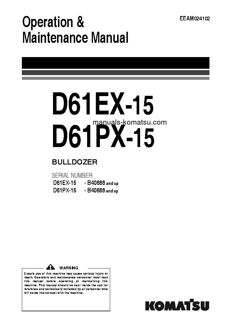 D61PX-15(BRA) S/N B40688-UP Operation manual (English)