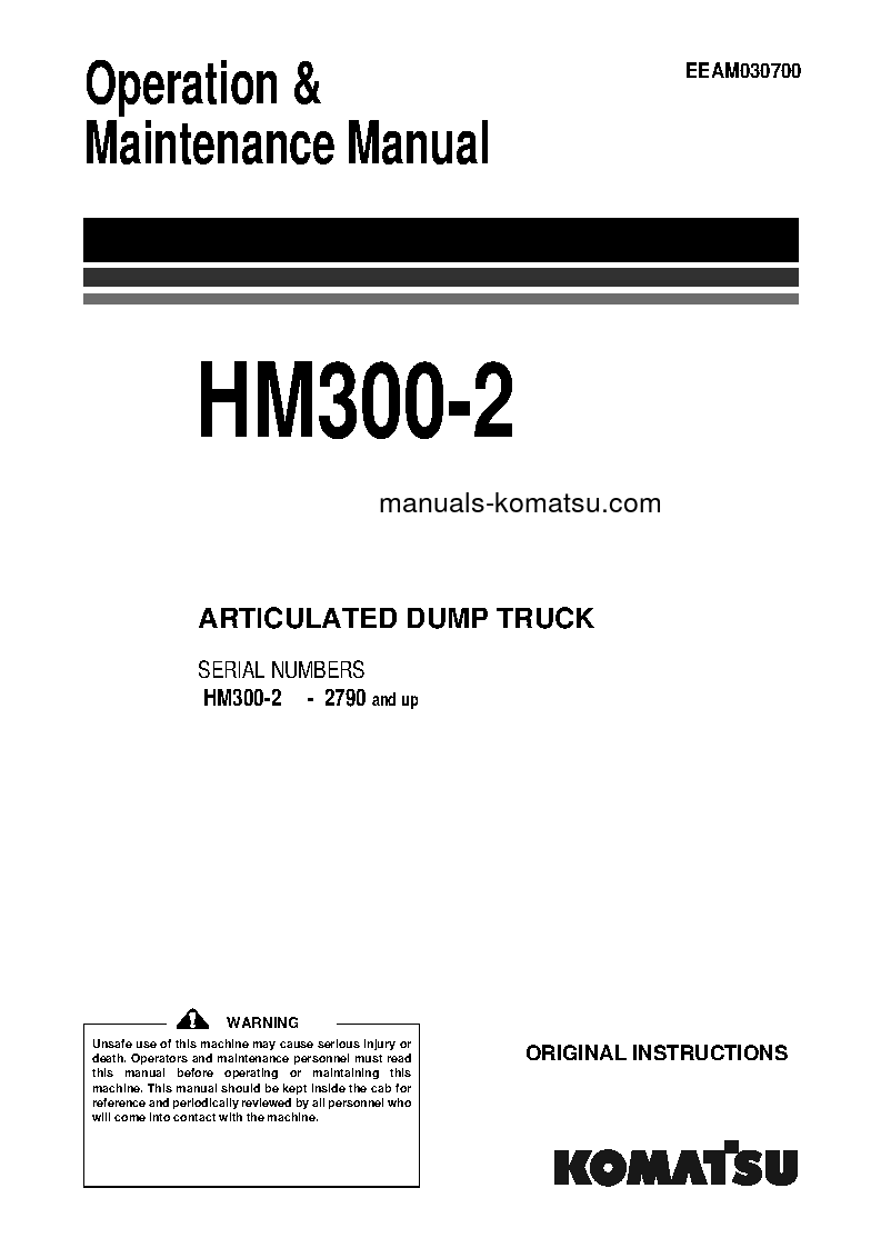 HM300-2(JPN)-FOR EU S/N 2790-UP Operation manual (English)