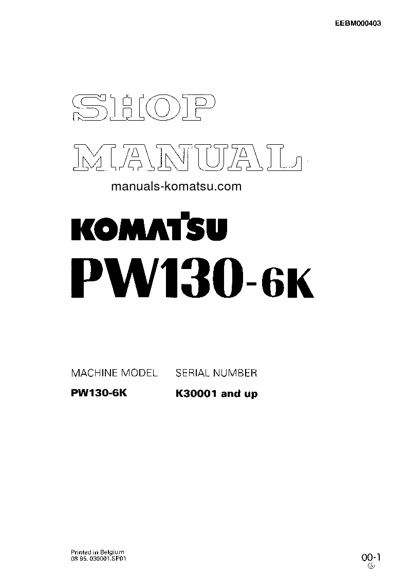PW130-6(GBR)-K S/N K30001-UP Shop (repair) manual (English)