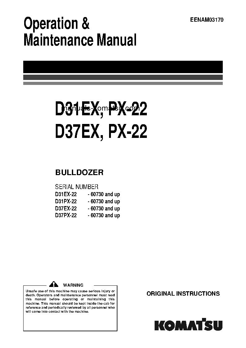 D37PX-22(JPN)-FOR EU S/N 60730-UP Operation manual (English)