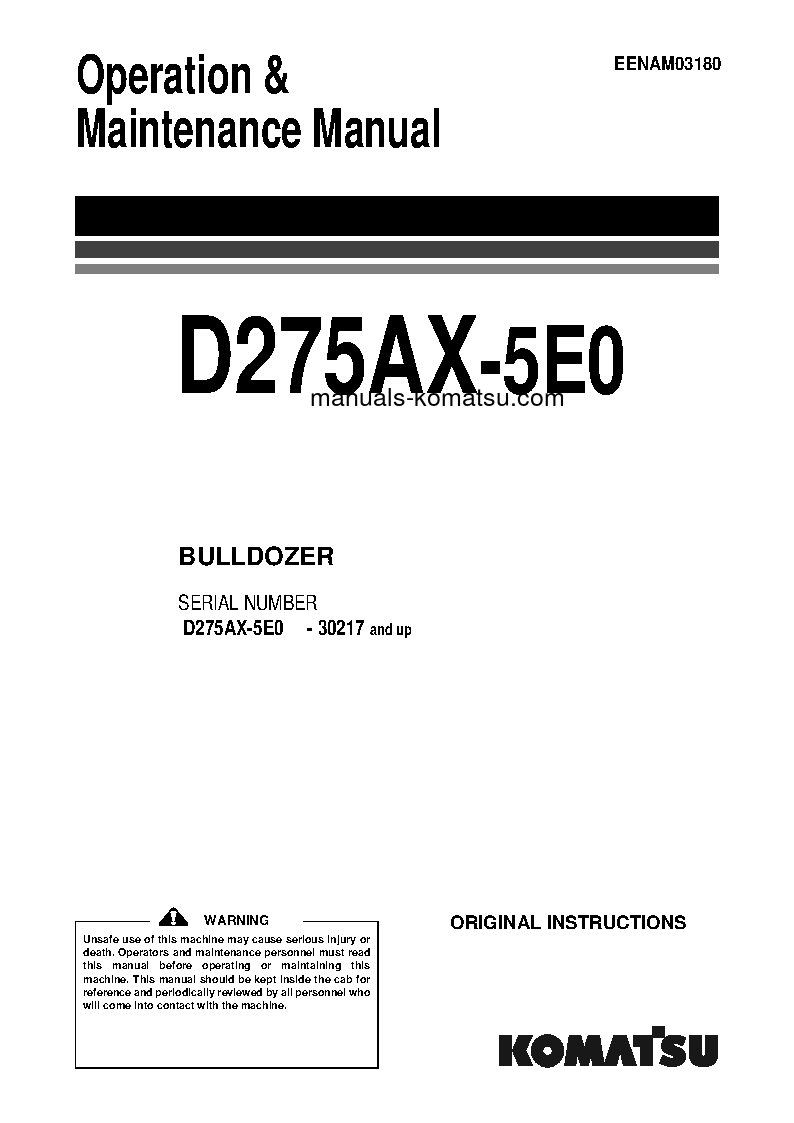 D275AX-5(JPN)-E0 S/N 30217-UP Operation manual (English)