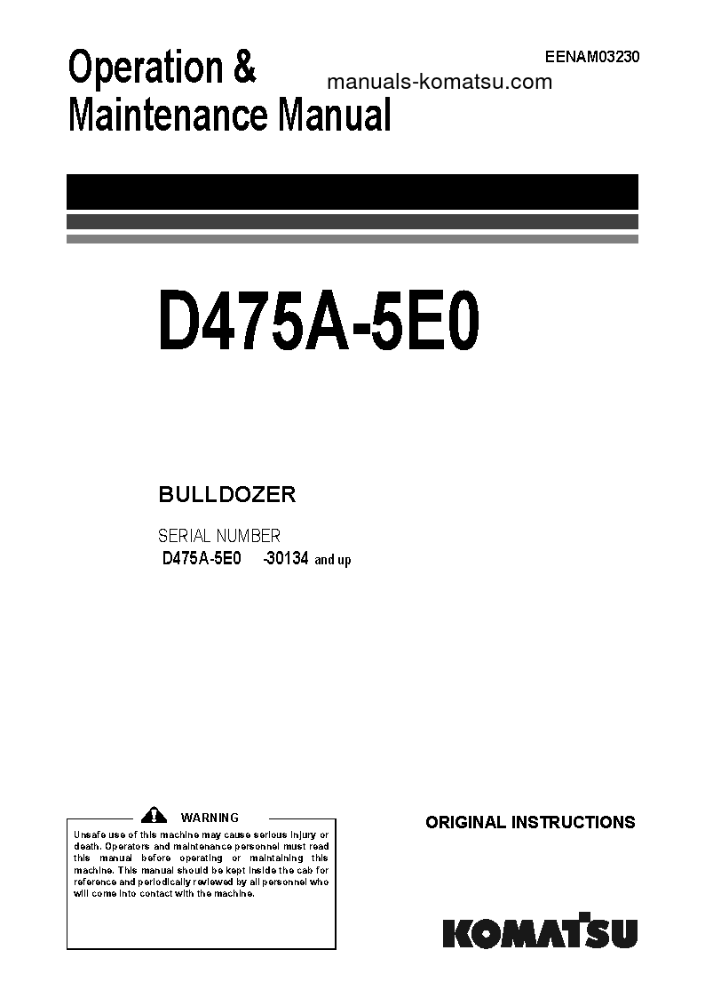 D475A-5(JPN)-TIER2 S/N 30134-UP Operation manual (English)
