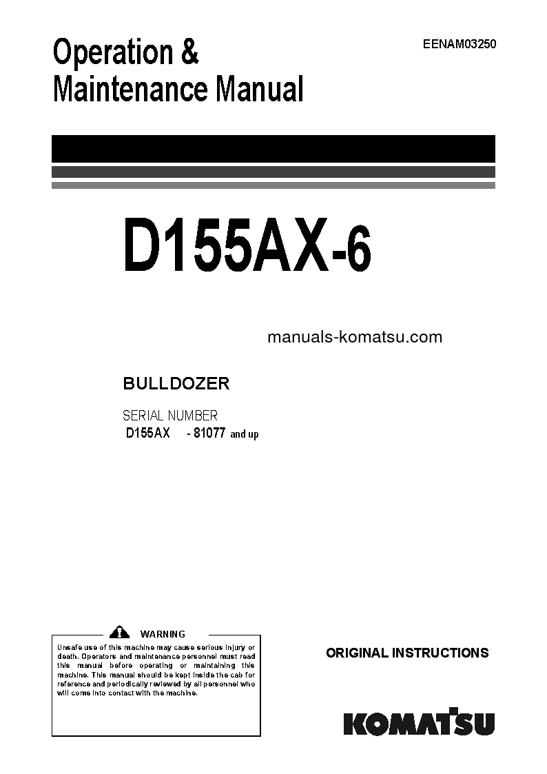D155AX-6(JPN)-FOR EU S/N 81077-UP Operation manual (English)