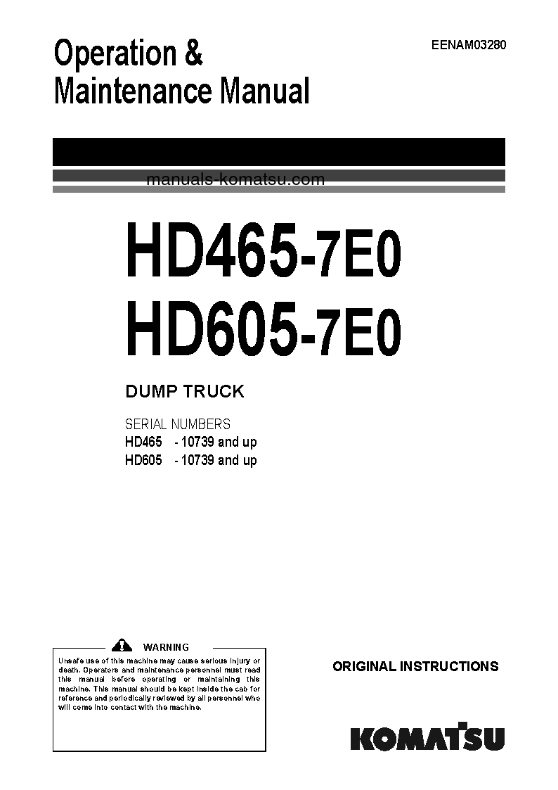 HD465-7(JPN)-TIER3 S/N 10739-UP Operation manual (English)