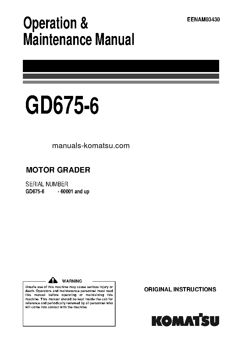 GD675-6(JPN) S/N 60001-UP Operation manual (English)