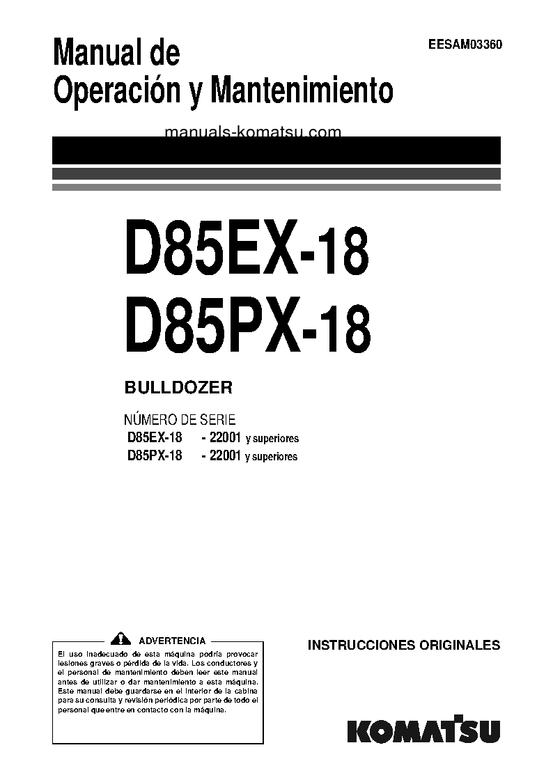 D85PX-18(JPN) S/N 22001-UP Operation manual (Spanish)