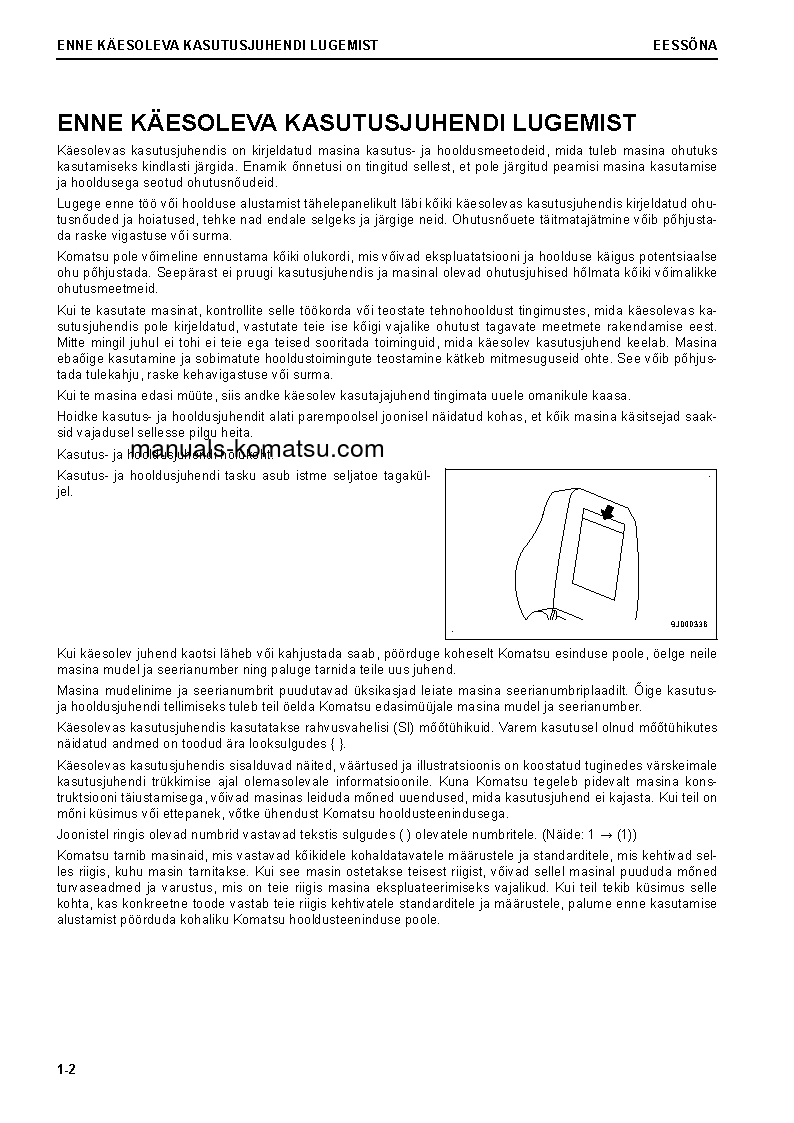 Protected: D61EX-24(JPN) S/N 40001-UP Operation manual (Estonian)