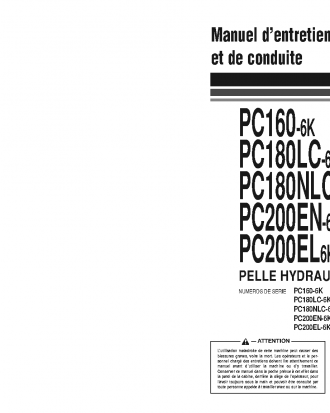 PC200EL-6(GBR)-K S/N K30001-K32000 Operation manual (French)