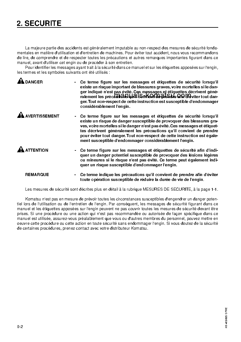 Protected: HD465-5(JPN) S/N 4703-UP Operation manual (French)