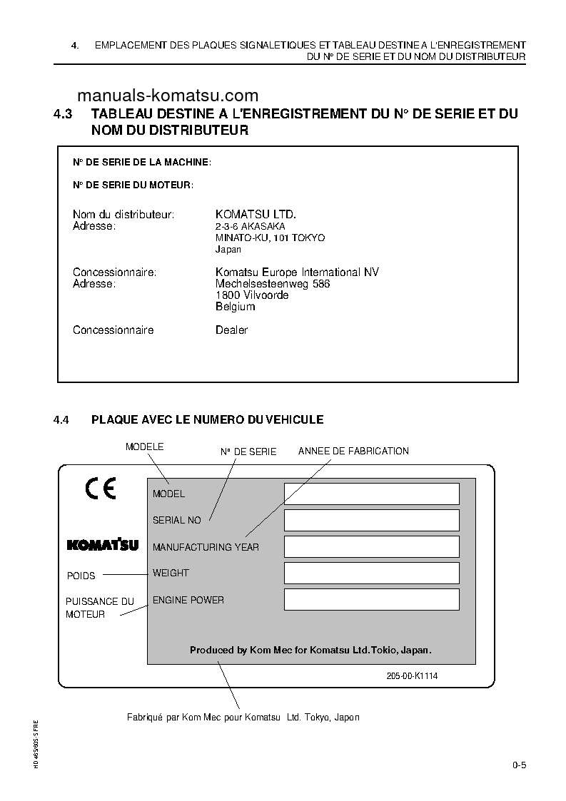Protected: HD465-5(JPN) S/N 4703-UP Operation manual (French)