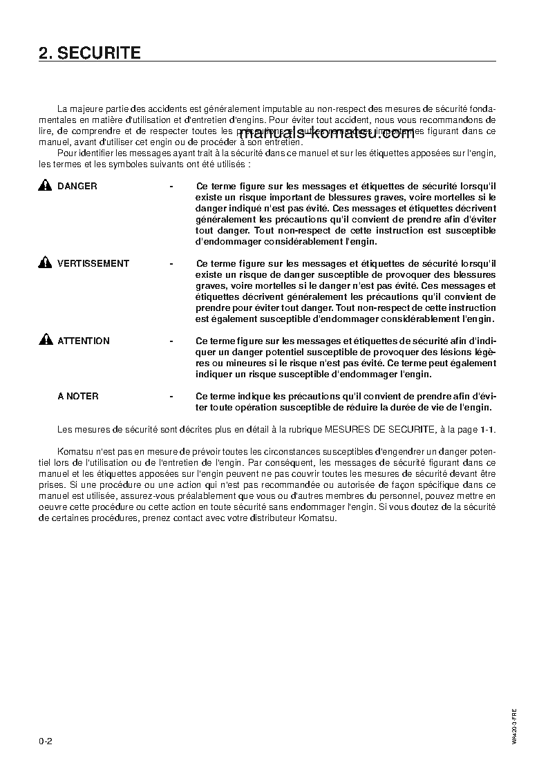 Protected: WA420-3(JPN) S/N 50001-UP Operation manual (French)