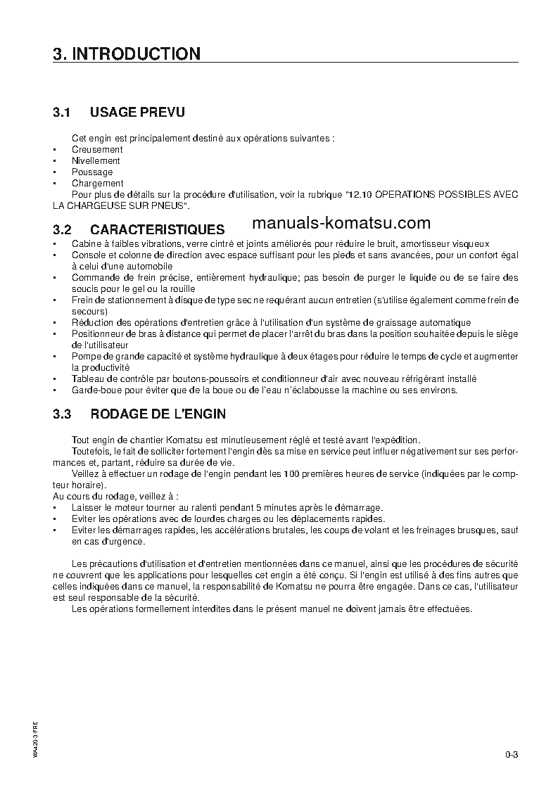 Protected: WA420-3(JPN) S/N 50001-UP Operation manual (French)